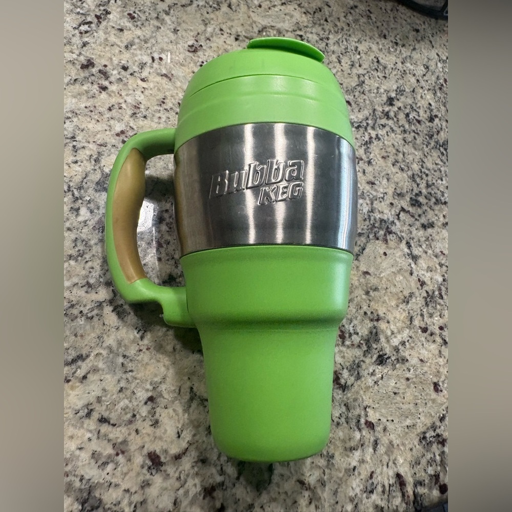 Lime green Bubba Keg travel insulated mug with handle 34 oz GUC